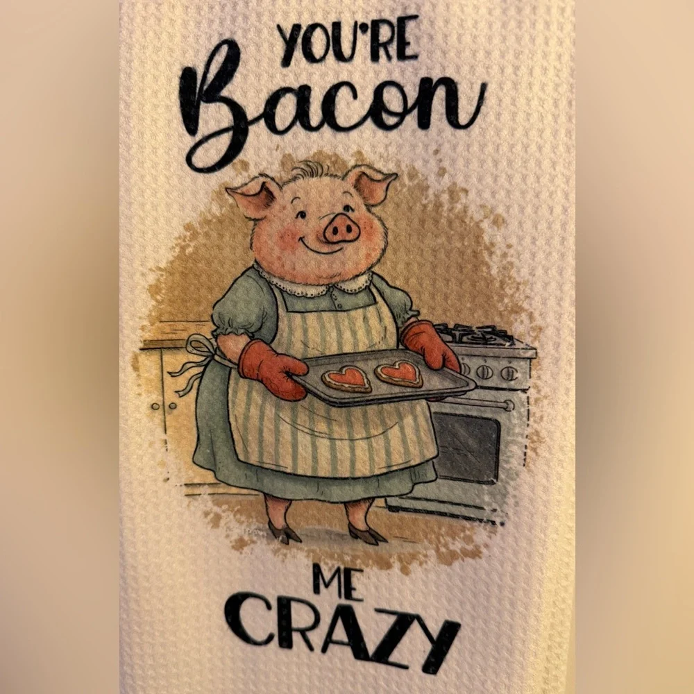 Funny Kitchen Pigs 2 Piece Towel Set -New